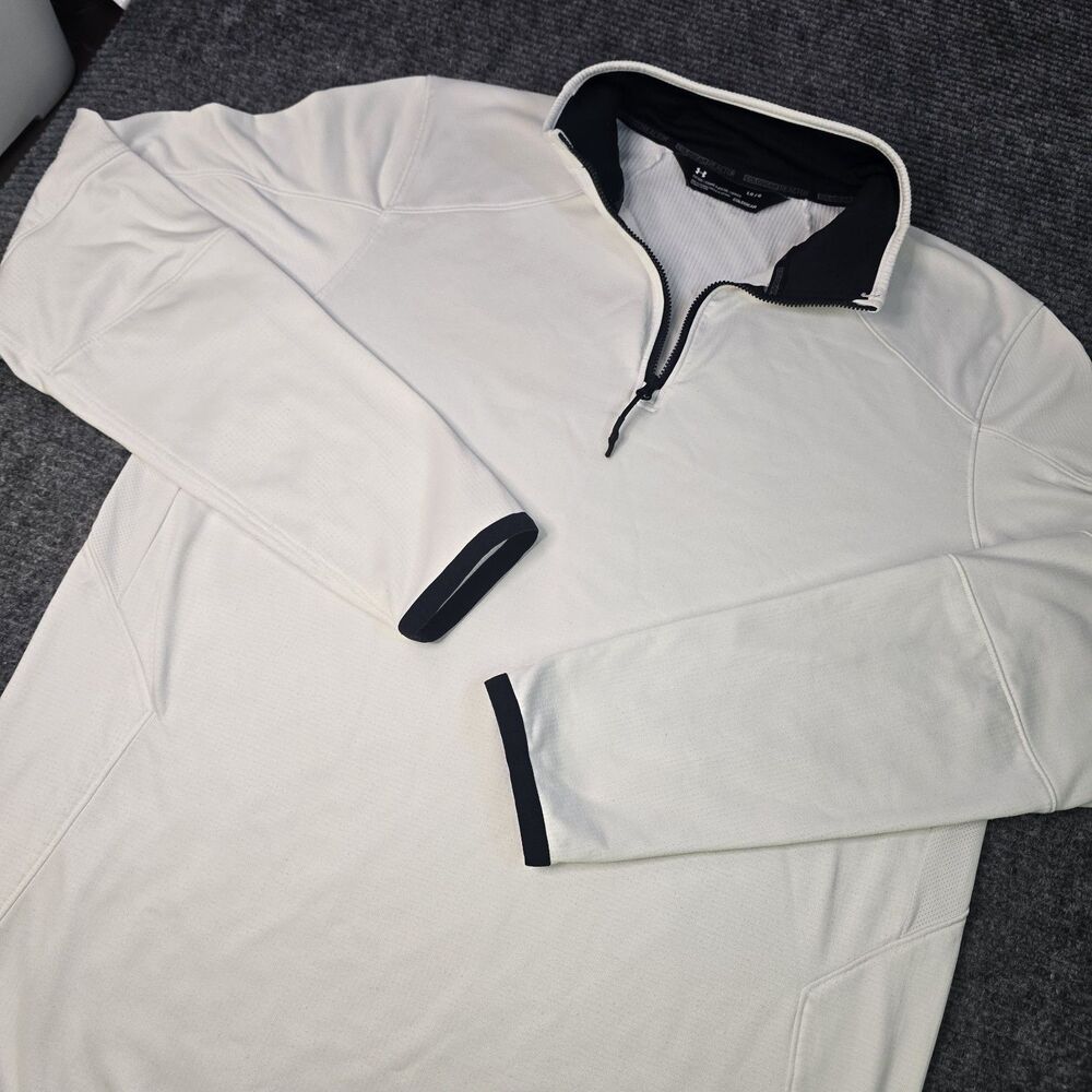 Under Armour Mens ColdGear Fitted Long Sleeve Quarter Zip Large Black Activewear